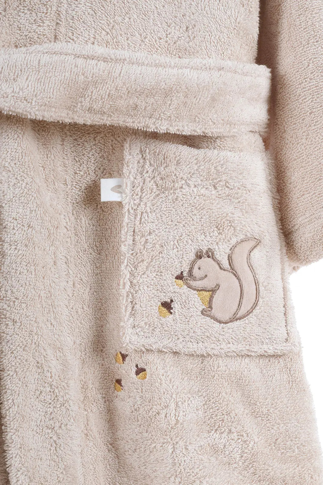 İRYA-Tiny Squirrel Organik Pamuk Nakışlı Çocuk Bornoz Bej-Bornoz-4-roqelvaxirum.shop