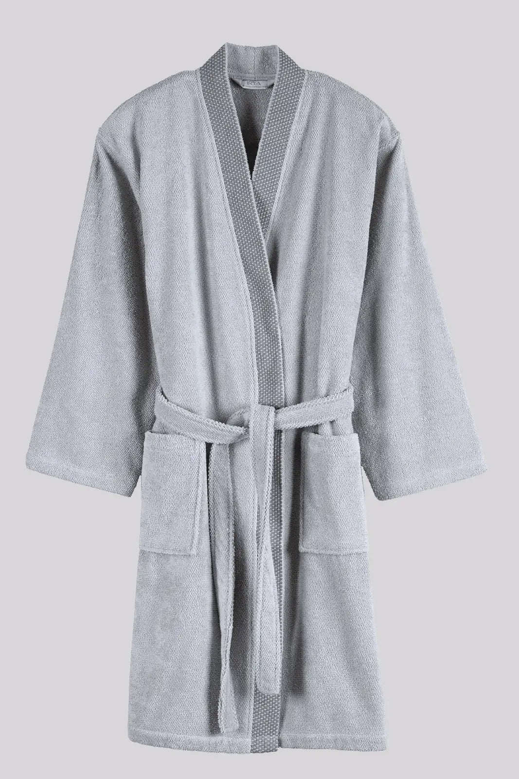 İRYA-Travertine %100 Pamuk Kadın Bornoz Gri-Bornoz-10-roqelvaxirum.shop