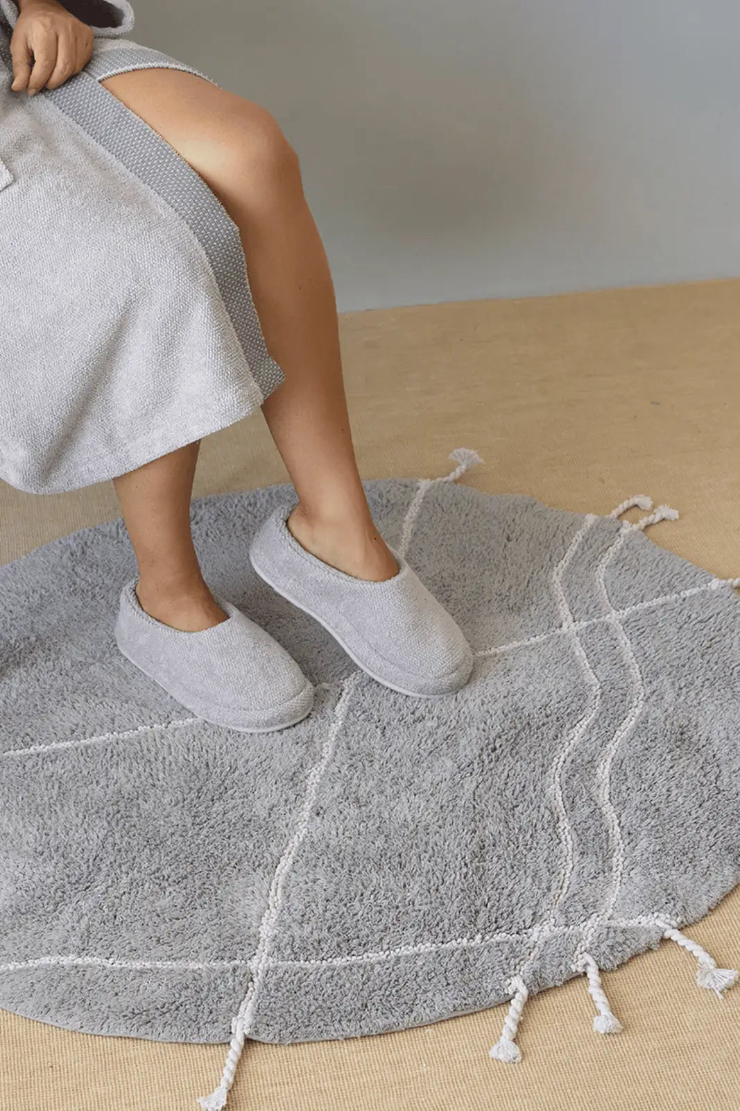 İRYA-Travertine Unisex Kalın Tabanlı Havlu Terlik Gri-Sandalet & Terlik-1-roqelvaxirum.shop