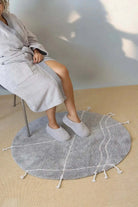 İRYA-Travertine Yuvarlak Banyo Paspası %100 Pamuk 100X100 Gri-Paspas-1-roqelvaxirum.shop