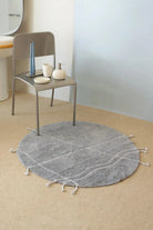 İRYA-Travertine Yuvarlak Banyo Paspası %100 Pamuk 100X100 Gri-Paspas-6-roqelvaxirum.shop