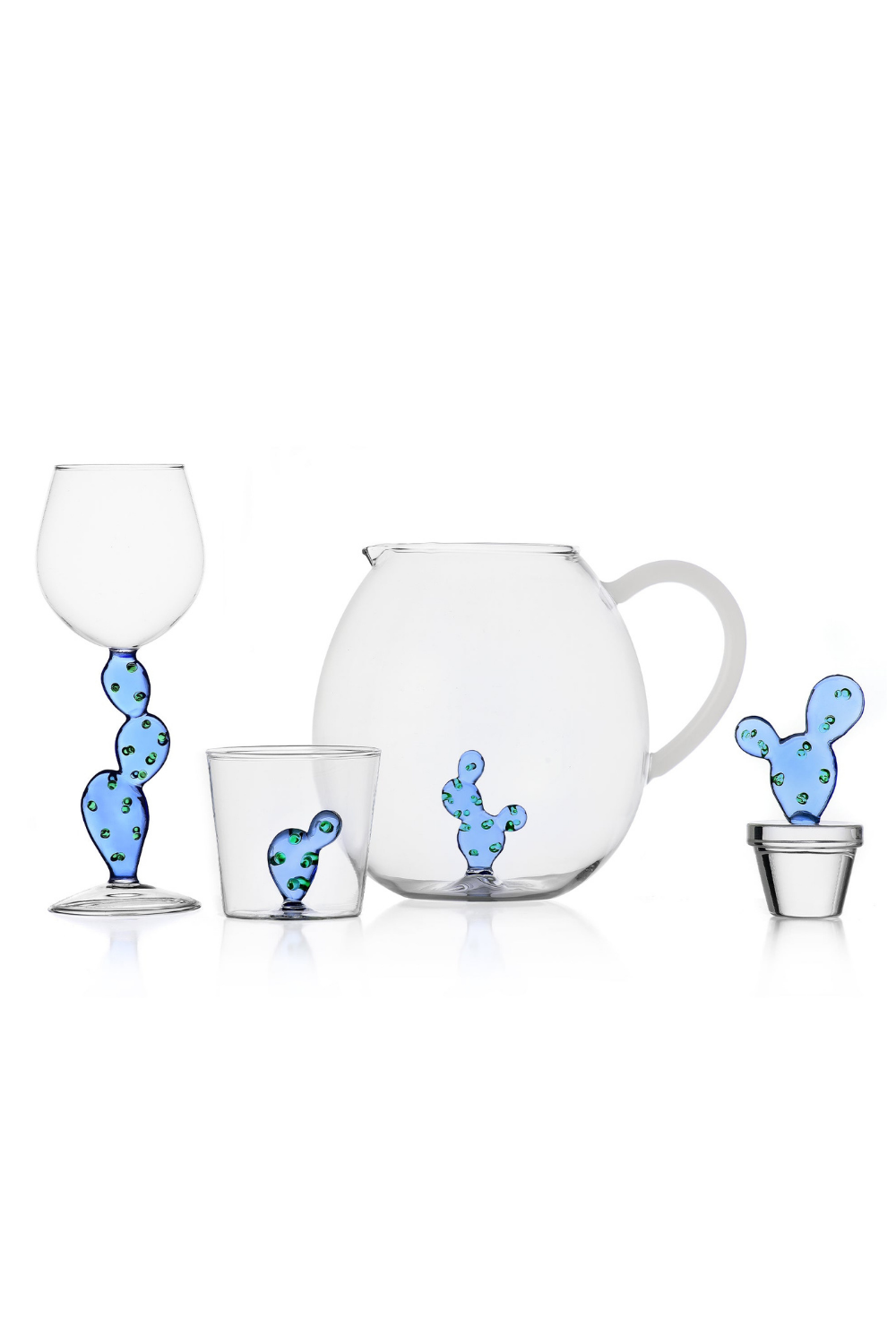 Ichendorf Milano-Mavi Kaktüs Gövdeli Cam Bardak-Kadeh-3-roqelvaxirum.shop