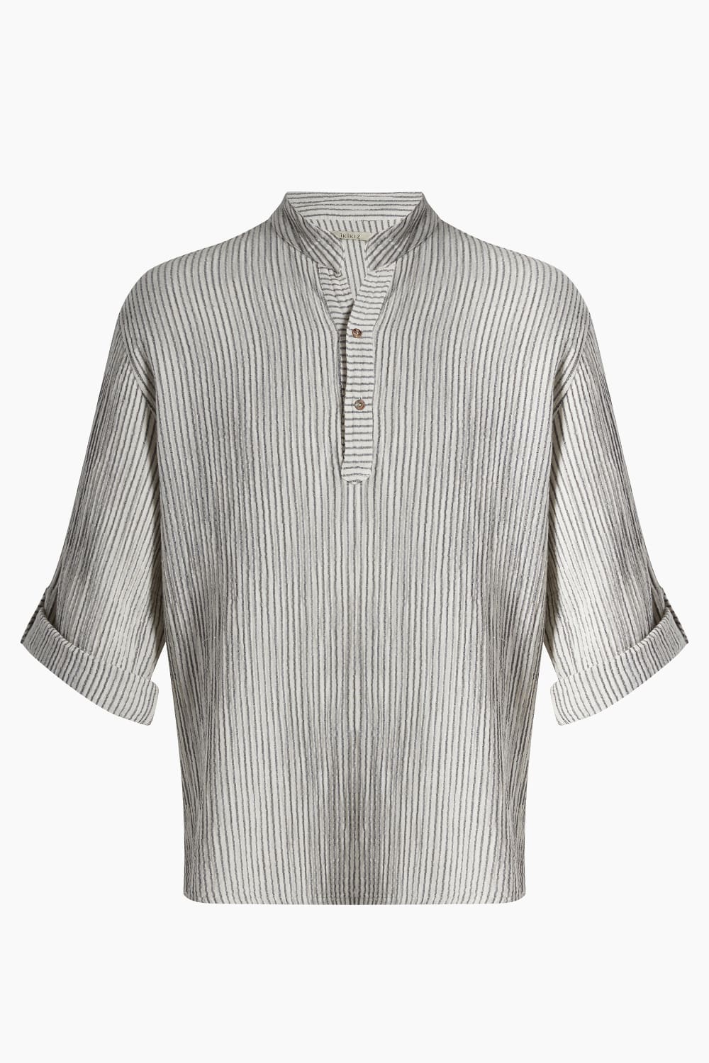 İkikız-Crinkle Çizgili Hakim Yaka Üst-Gömlek-5-roqelvaxirum.shop