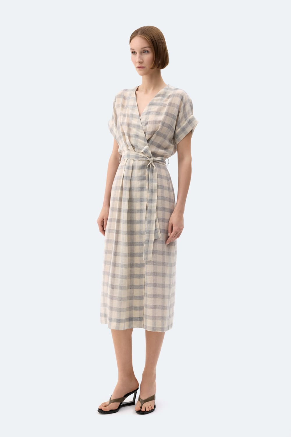 İkikız-Gri Ekose Anvelop Elbise-Elbise-1-roqelvaxirum.shop