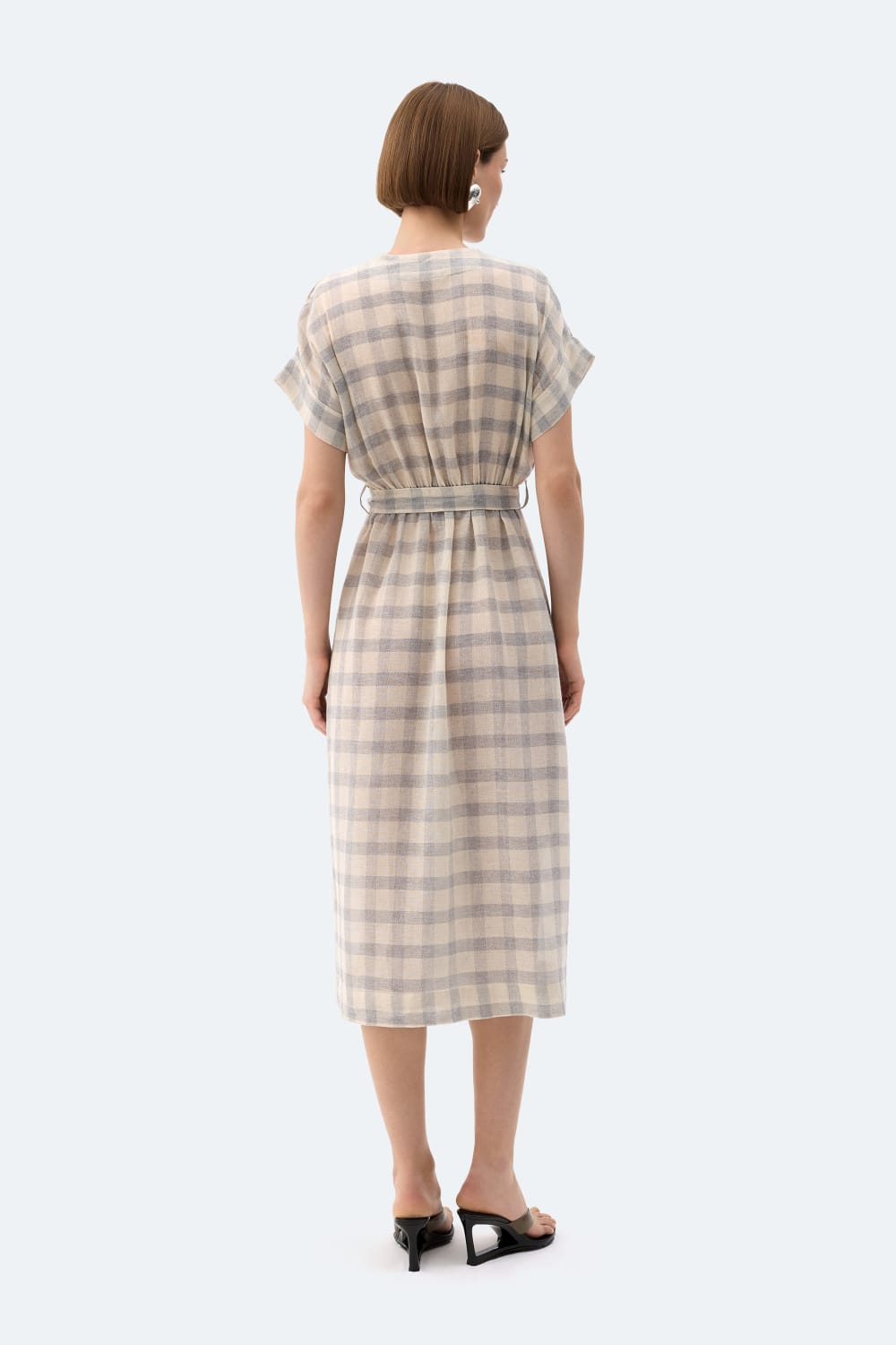 İkikız-Gri Ekose Anvelop Elbise-Elbise-2-roqelvaxirum.shop