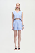 İkikız-Keten Karışımlı Çizgili Bluz-Bluz-2-roqelvaxirum.shop