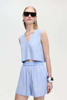 İkikız-Keten Karışımlı Çizgili Bluz-Bluz-5-roqelvaxirum.shop