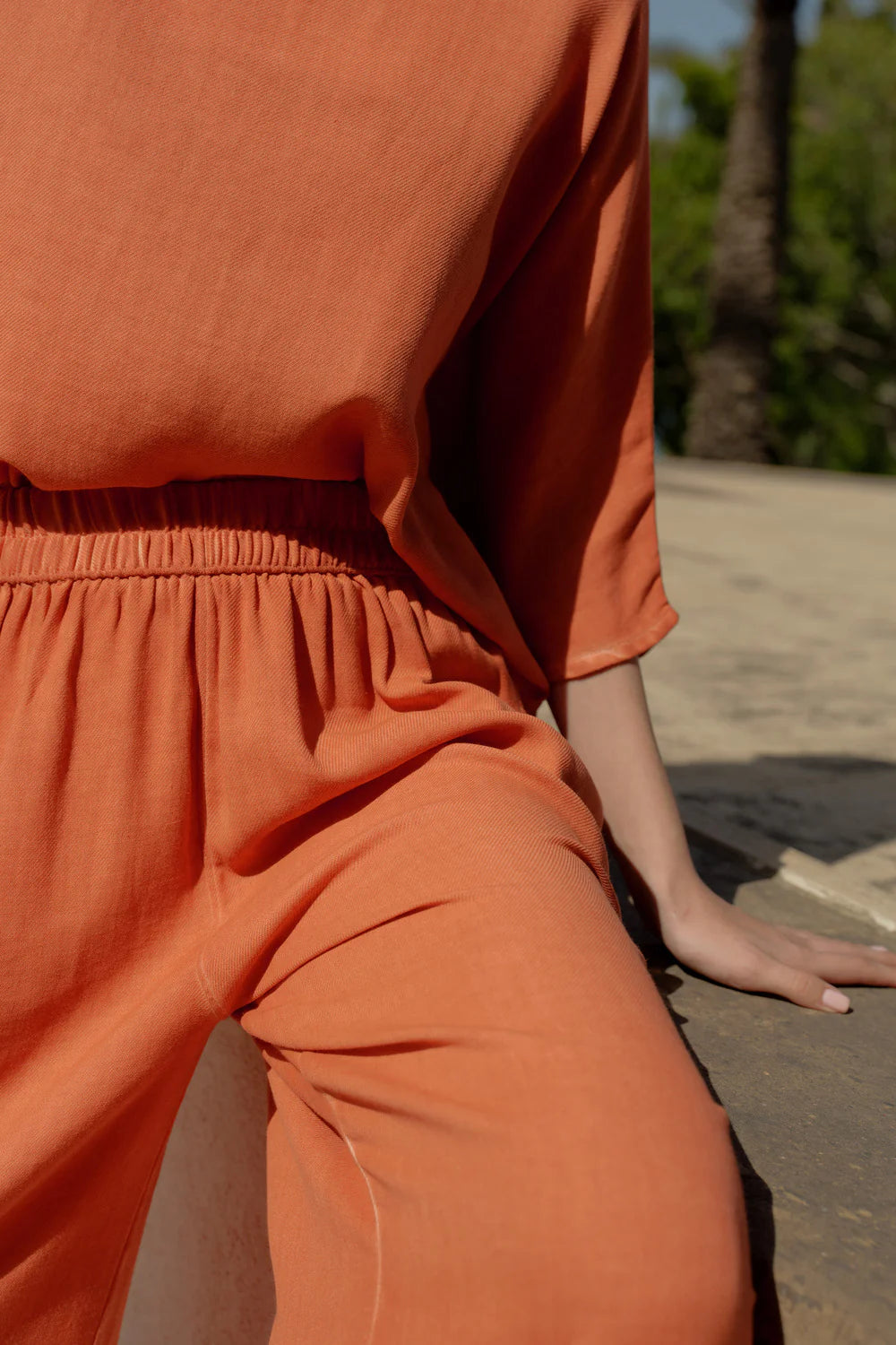 Keten Terracotta Palazzo Pantalon - 0