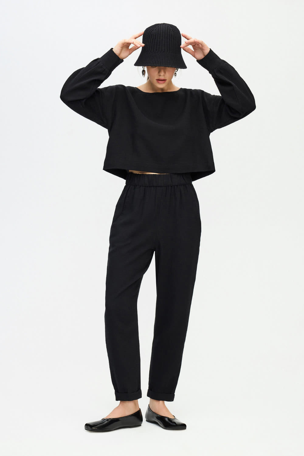 İkikız-Siyah Crop Bluz-Top-4-roqelvaxirum.shop