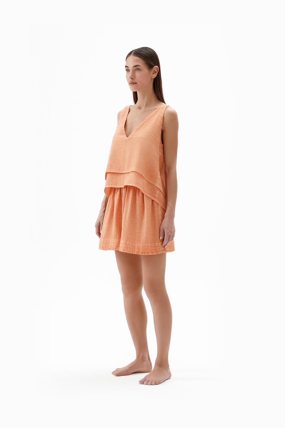 İkikız-Turuncu Katlı Bluz-Top-1-roqelvaxirum.shop