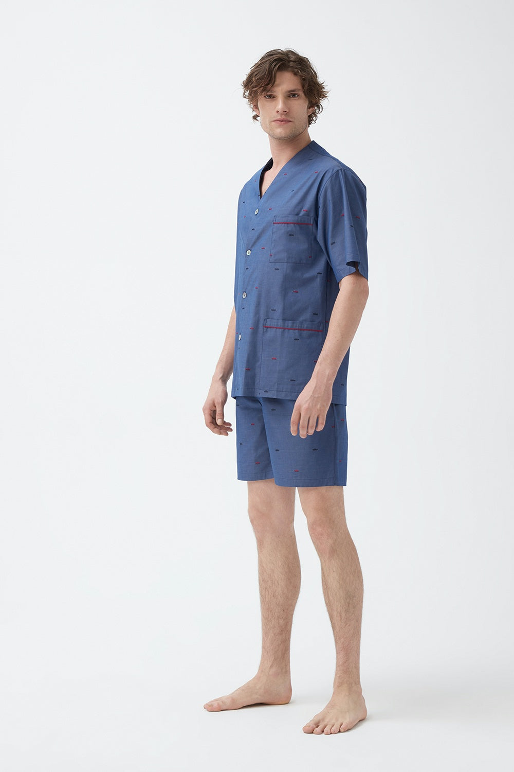 İpek Kıramer-Rally Cotton Shorts Suit Navy Blue-Pijama Takımı-1-roqelvaxirum.shop