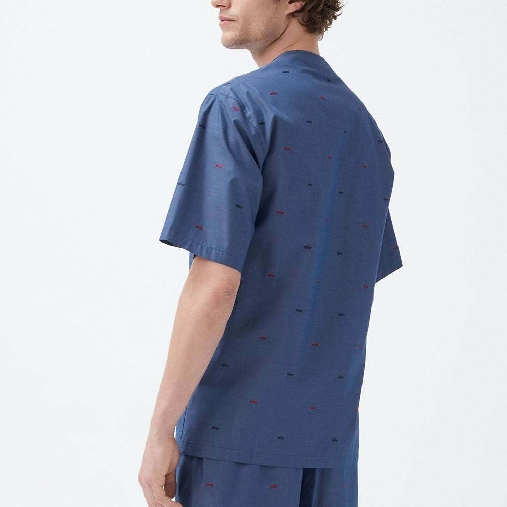 İpek Kıramer-Rally Cotton Shorts Suit Navy Blue-Pijama Takımı-4-roqelvaxirum.shop