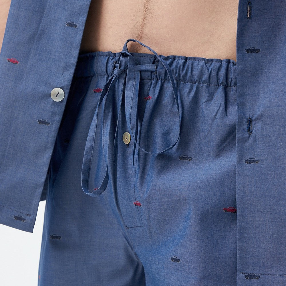 İpek Kıramer-Rally Cotton Shorts Suit Navy Blue-Pijama Takımı-5-roqelvaxirum.shop