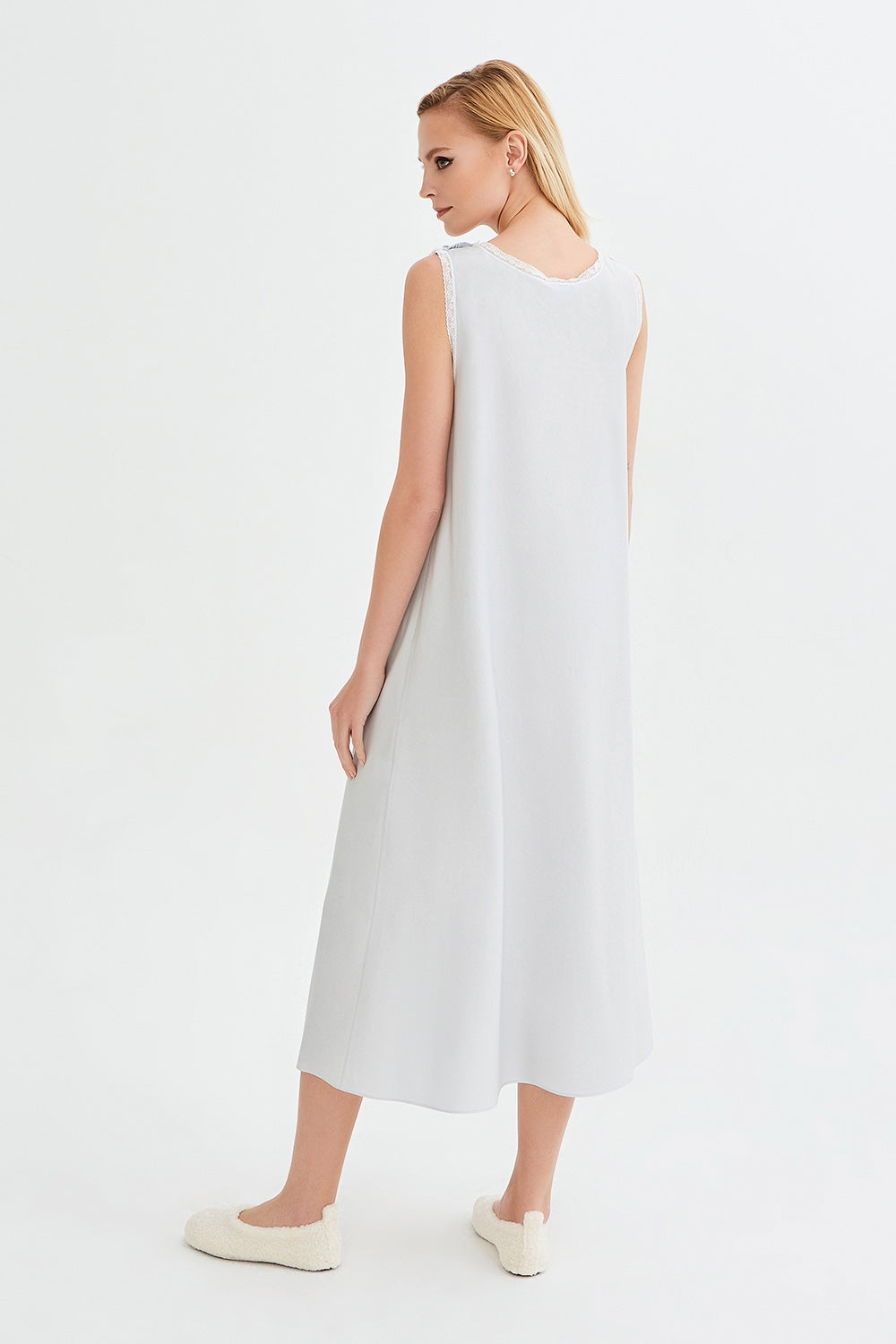 İpek Kıramer-Romantic Cotton Chemise Grey-Gecelik-3-roqelvaxirum.shop