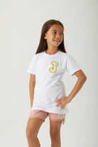 JayJayJumpie-Lime J Baskılı Pamuklu Beyaz Kısa Kollu Tişört-T-Shirts-1-roqelvaxirum.shop