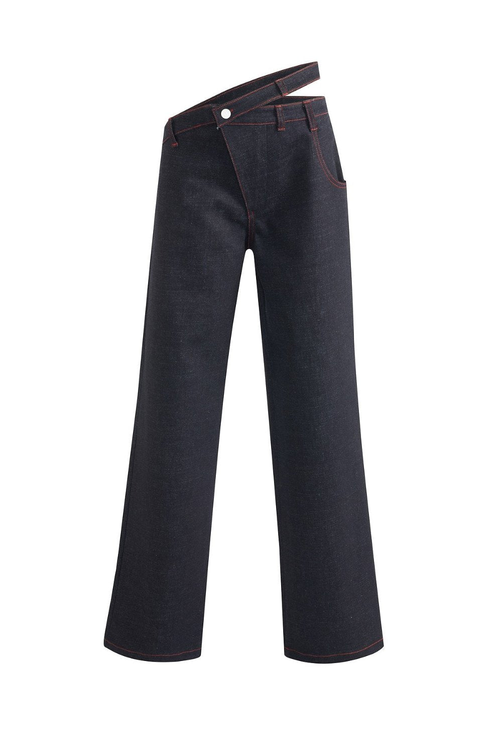 Jendue-Davidson Asymmetric Belt Pants-Kot Pantolon-2-roqelvaxirum.shop