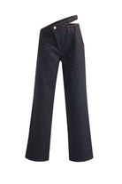 Jendue-Davidson Asymmetric Belt Pants-Kot Pantolon-2-roqelvaxirum.shop