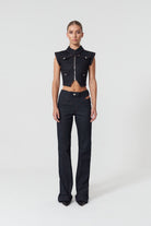 Jendue-Davidson Cross Neck Vest-Top-1-roqelvaxirum.shop