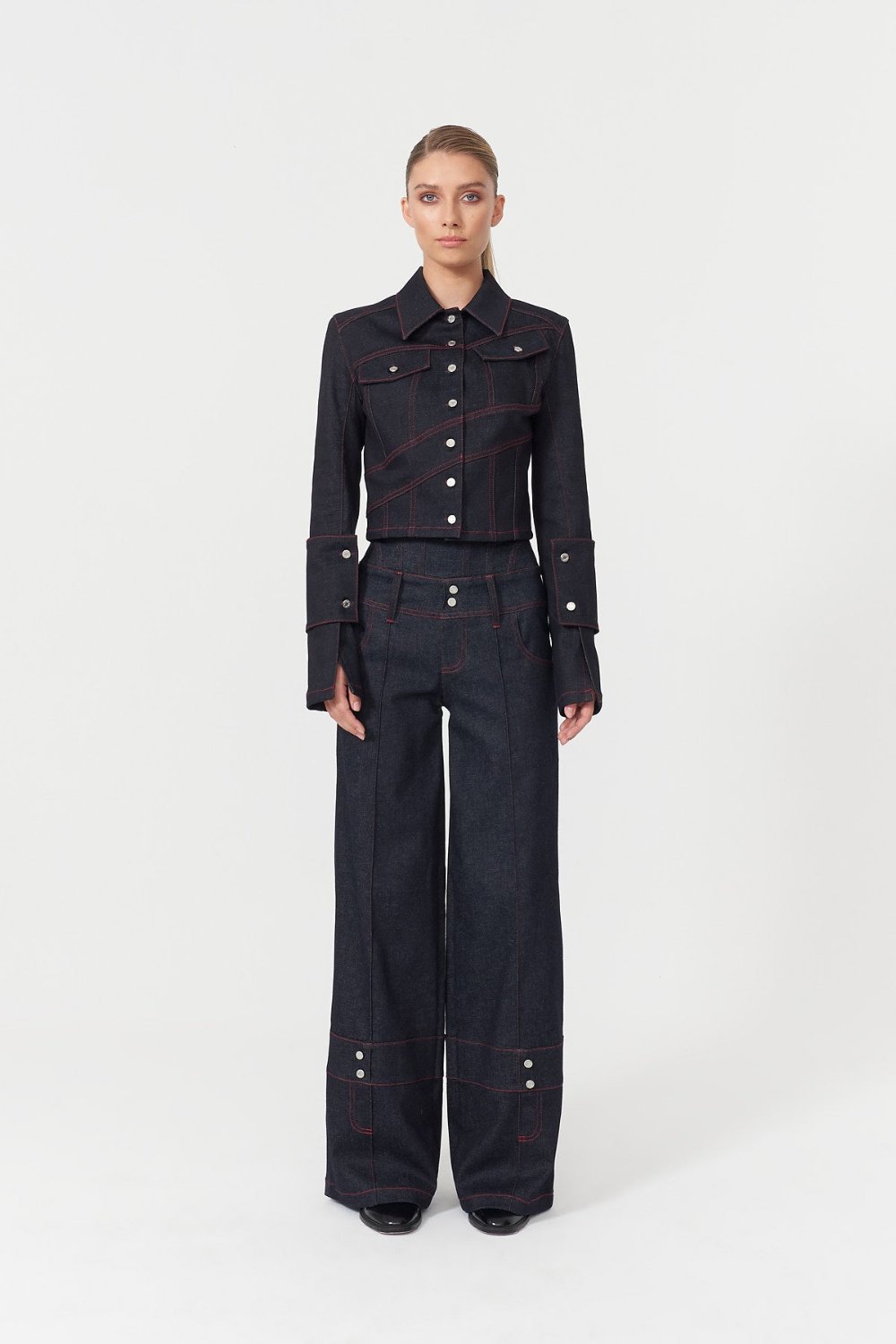 Jendue-Davidson Jacket With Cross Sewed Detail-Ceket-1-roqelvaxirum.shop