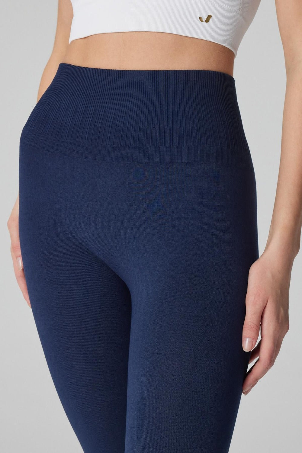 Jerf-Luz Kemeri Rip Detaylı Yüksek Bel, Sıkılaştırıcı Tayt Lacivert-Tayt-2-roqelvaxirum.shop