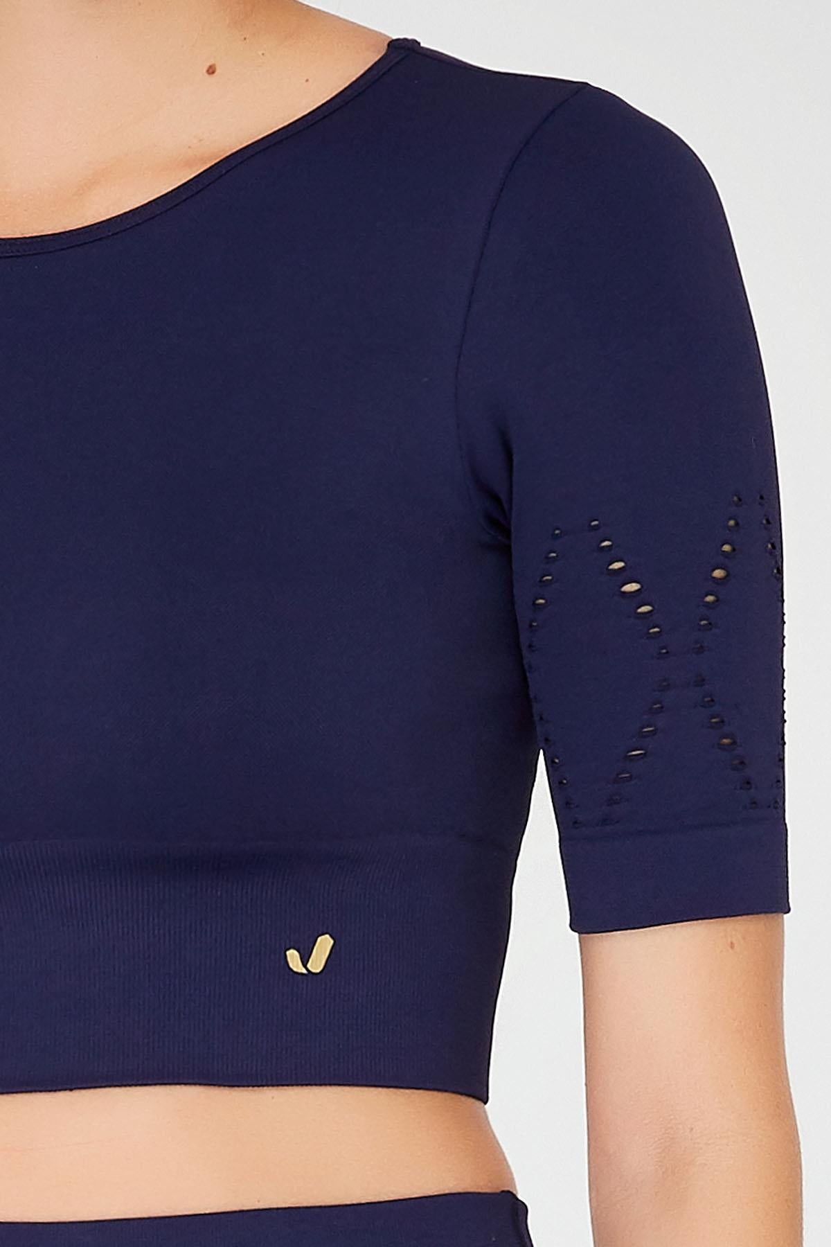 Jerf-Naples Kısa Kol Crop Top Econyl Lacivert-Crop Top-3-roqelvaxirum.shop