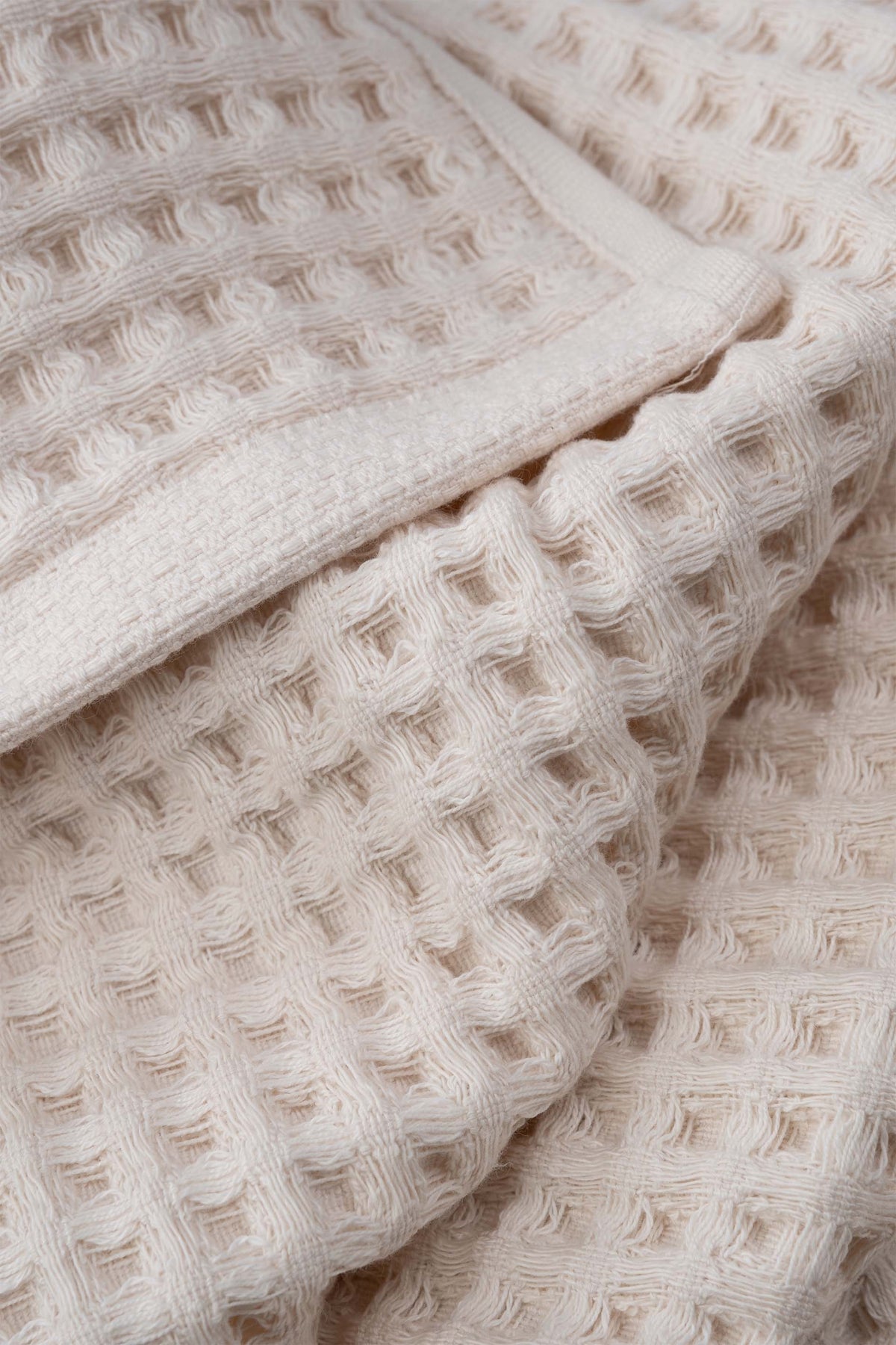 Aqua Line Waffle Yüz Havlusu Seti | Krem & Beyaz | %100 Pamuk | 50x90 cm