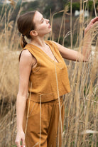 Nina Crop Üst V Yaka Nakış Detaylı