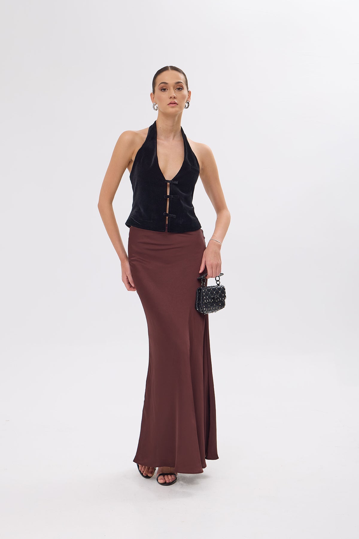 Larissa Brown Maxi Satin Skirt - 2