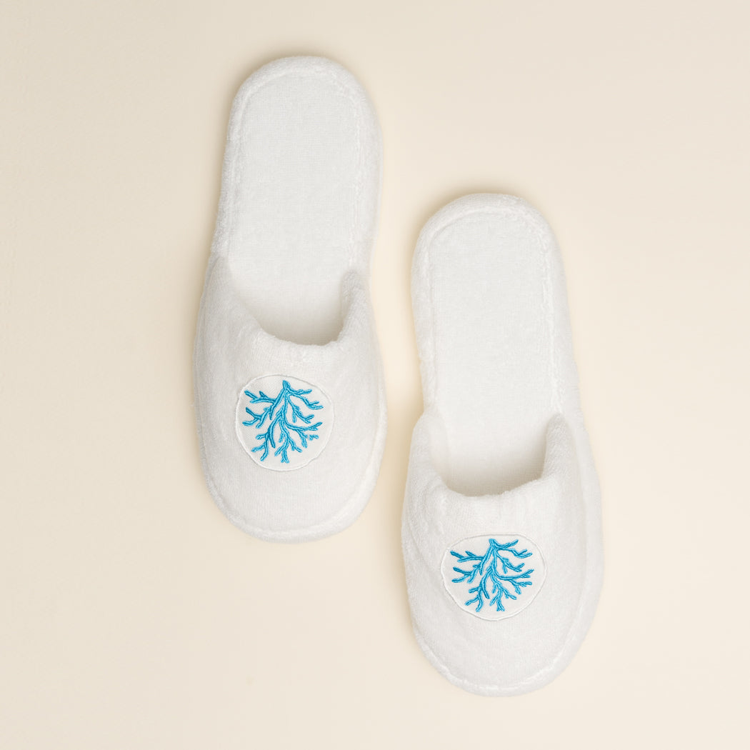 KM Home Collection-Turkuvaz Mercan İşlemeli Pamuk Banyo Terliği-Test-1-roqelvaxirum.shop