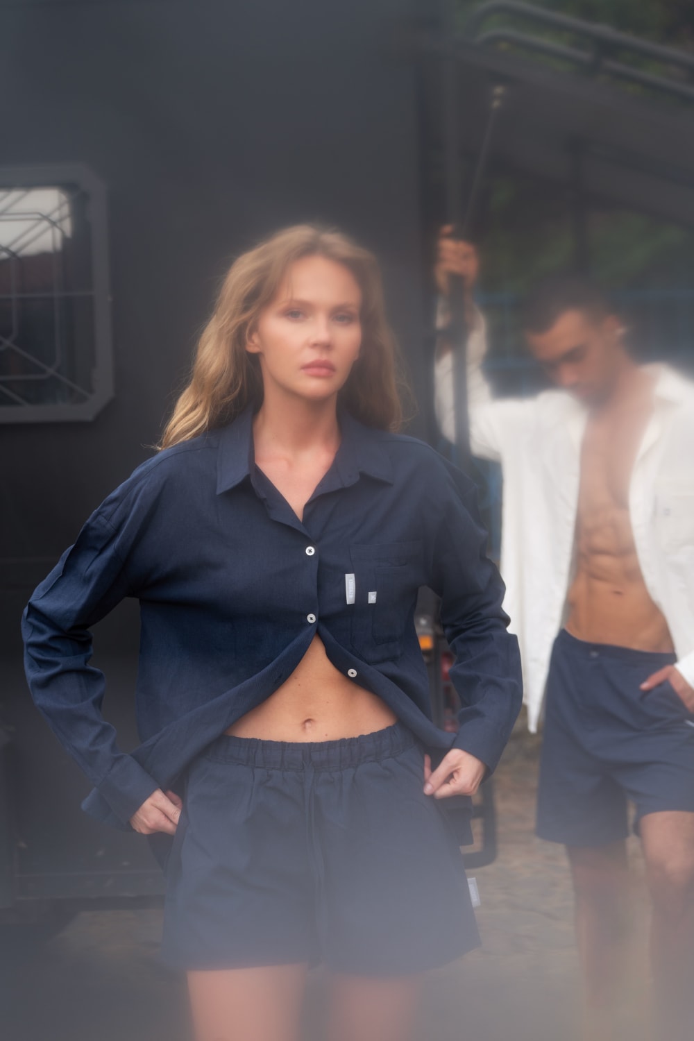 Kahshan-Navy 'Freedom' Linen Shorts-Şort-2-roqelvaxirum.shop