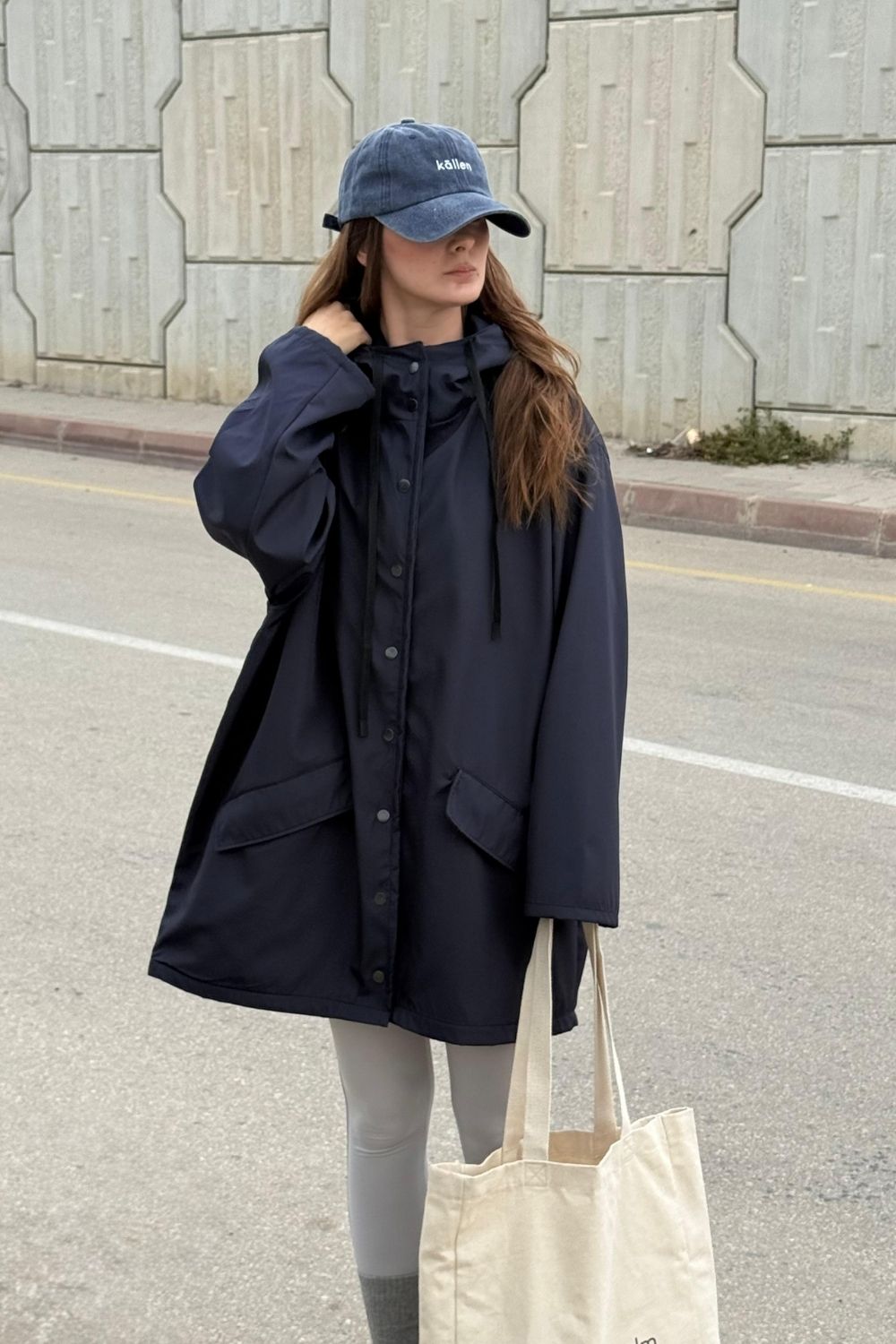 Lacivert Su Geçirmez Yağmurluk - 0