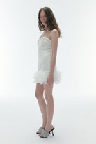 Karrla-Vera V Neck Mini Dress With Organza Ruffles-Elbise-2-roqelvaxirum.shop
