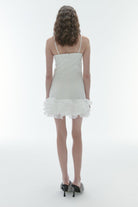 Karrla-Vera V Neck Mini Dress With Organza Ruffles-Elbise-3-roqelvaxirum.shop
