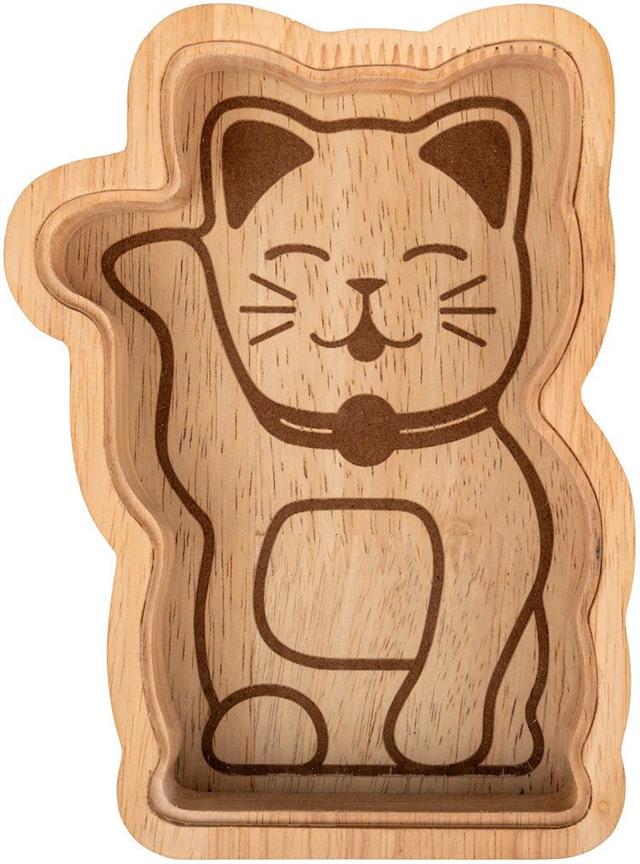 Kikkerland-Kikkerland Maneki Neko Luck Cat Şanslı Kedi Ahşap Kumbara-Kumbara-2-roqelvaxirum.shop