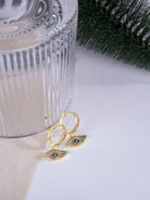 Kimolos-Ethnic 925 Ayar Gümüş Gold Renk Siyah Taşlı Göz Yuvarlak Kolye-Kolye-3-roqelvaxirum.shop