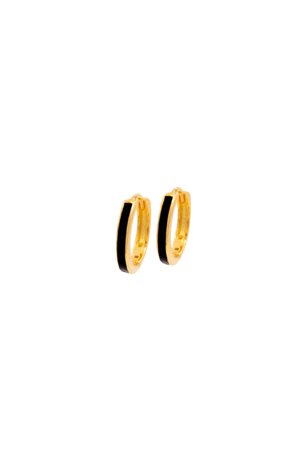 Kimolos-SORUNLU - New Black Mini 925 Ayar Gümüş Gold Ve Siyah Renk Halka Küpe-Küpe-1-roqelvaxirum.shop