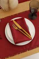Km Home Collection-2'li Set Kırmızı Pamuk Amerikan Servis-Sunum Aksesuarları-2-roqelvaxirum.shop