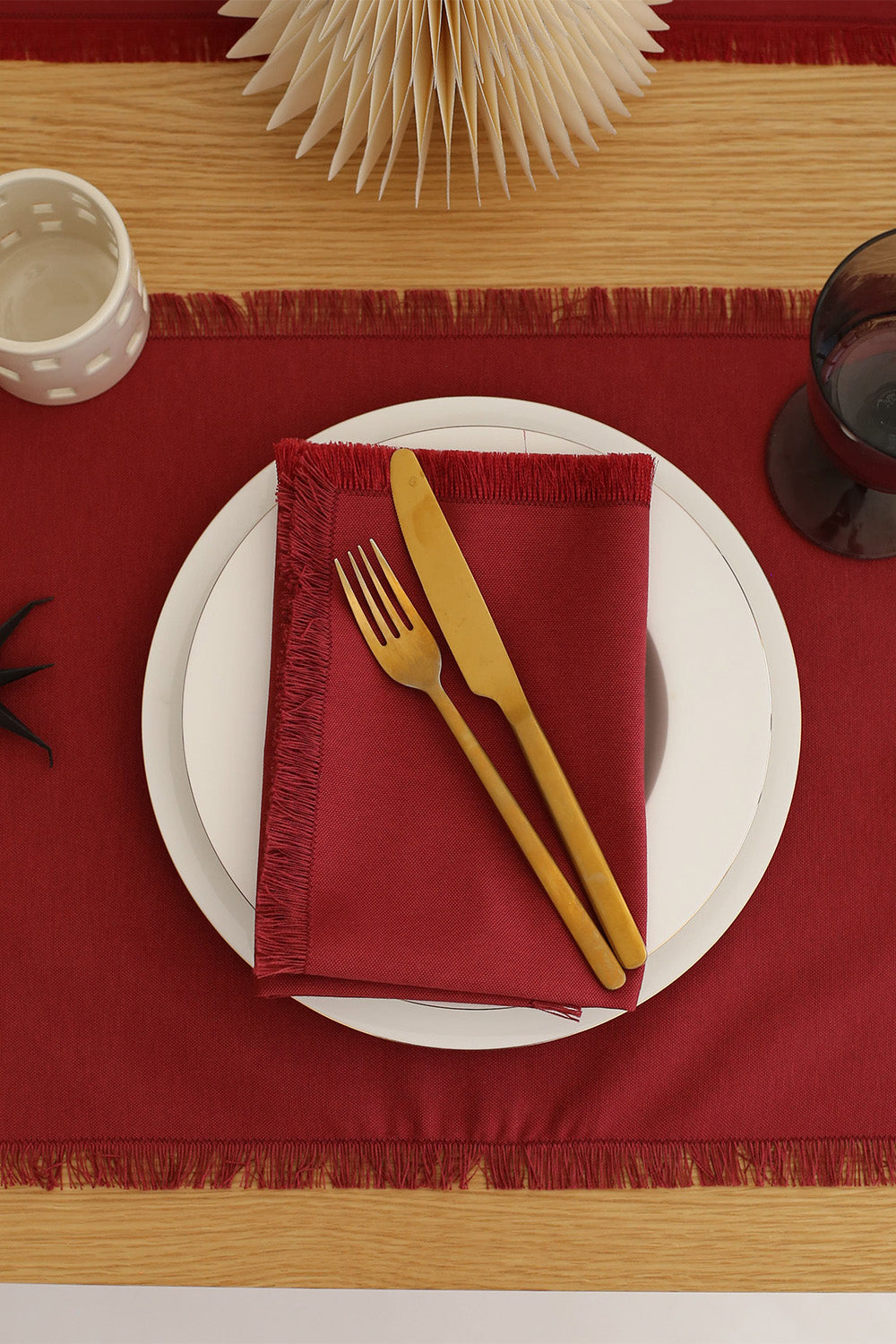 Km Home Collection-2'li Set Kırmızı Pamuk Peçete-Peçete-3-roqelvaxirum.shop