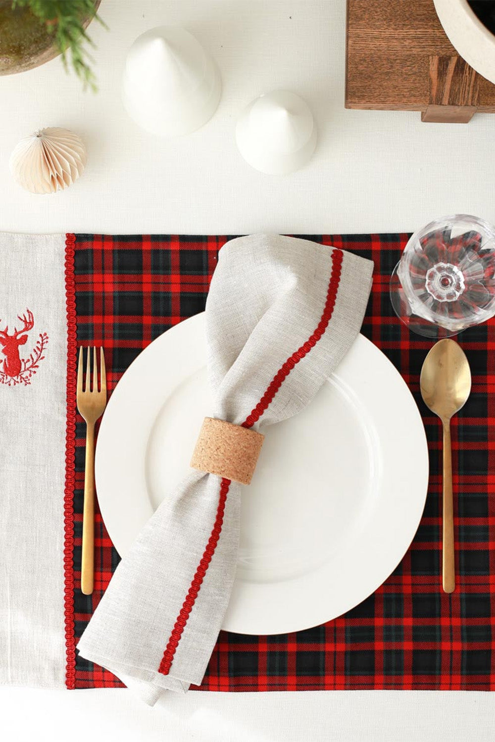 Km Home Collection-2'li Set Kırmızı Zincir Bordürlü Keten Peçete-Peçete-2-roqelvaxirum.shop