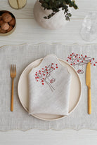 Km Home Collection-2'li Set Lovebirds İşlemeli Keten Amerikan Servis-Sunum Aksesuarları-1-roqelvaxirum.shop