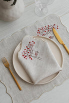 Km Home Collection-2'li Set Lovebirds İşlemeli Keten Amerikan Servis-Sunum Aksesuarları-3-roqelvaxirum.shop