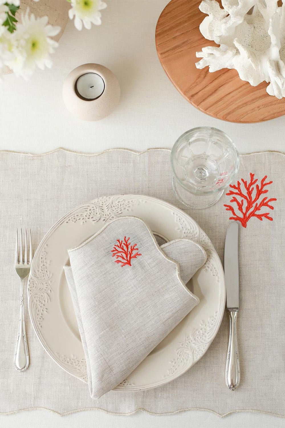 Km Home Collection-2'li Set Mercan İşlemeli Amerikan Servis-Sunum Aksesuarları-1-roqelvaxirum.shop