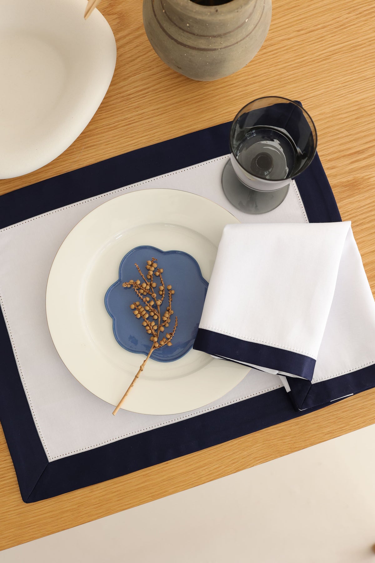 Km Home Collection-2'li Set Navy White Amerikan Servis-Sunum Aksesuarları-6-roqelvaxirum.shop