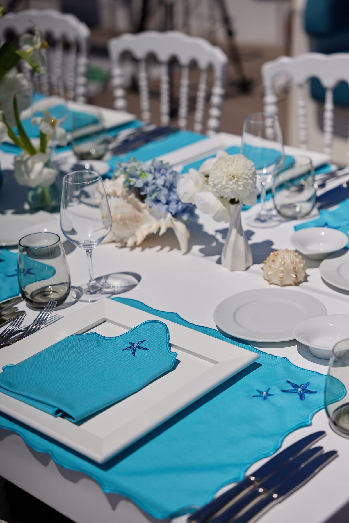 Km Home Collection-Mavi Deniz Yıldızı İşlemeli Peçete-Peçete-4-roqelvaxirum.shop