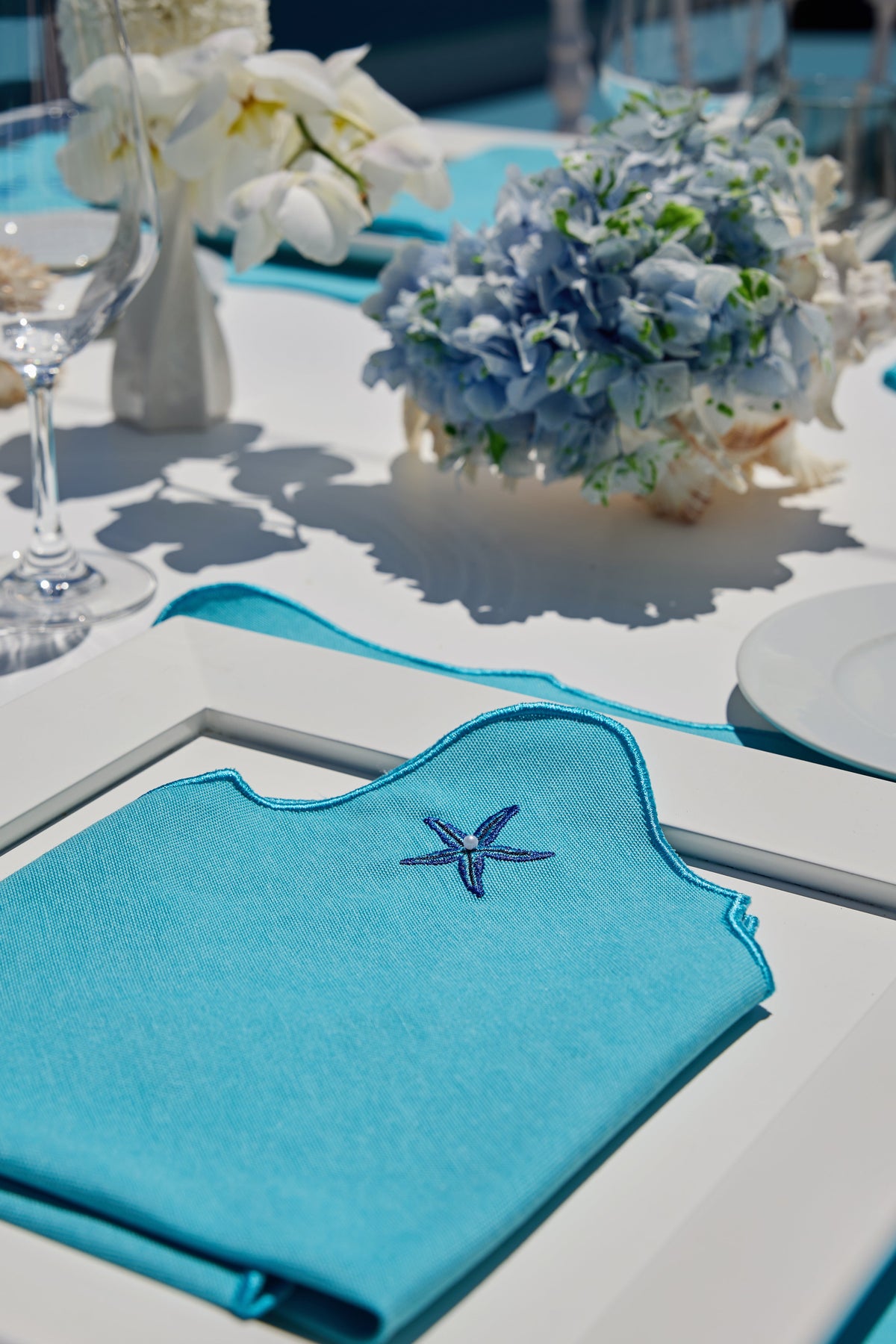 Km Home Collection-Mavi Deniz Yıldızı İşlemeli Peçete-Peçete-5-roqelvaxirum.shop