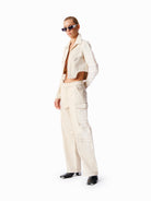 Kntlgy-Bej Denim Kargo Pantolon-Kot Pantolon-1-roqelvaxirum.shop