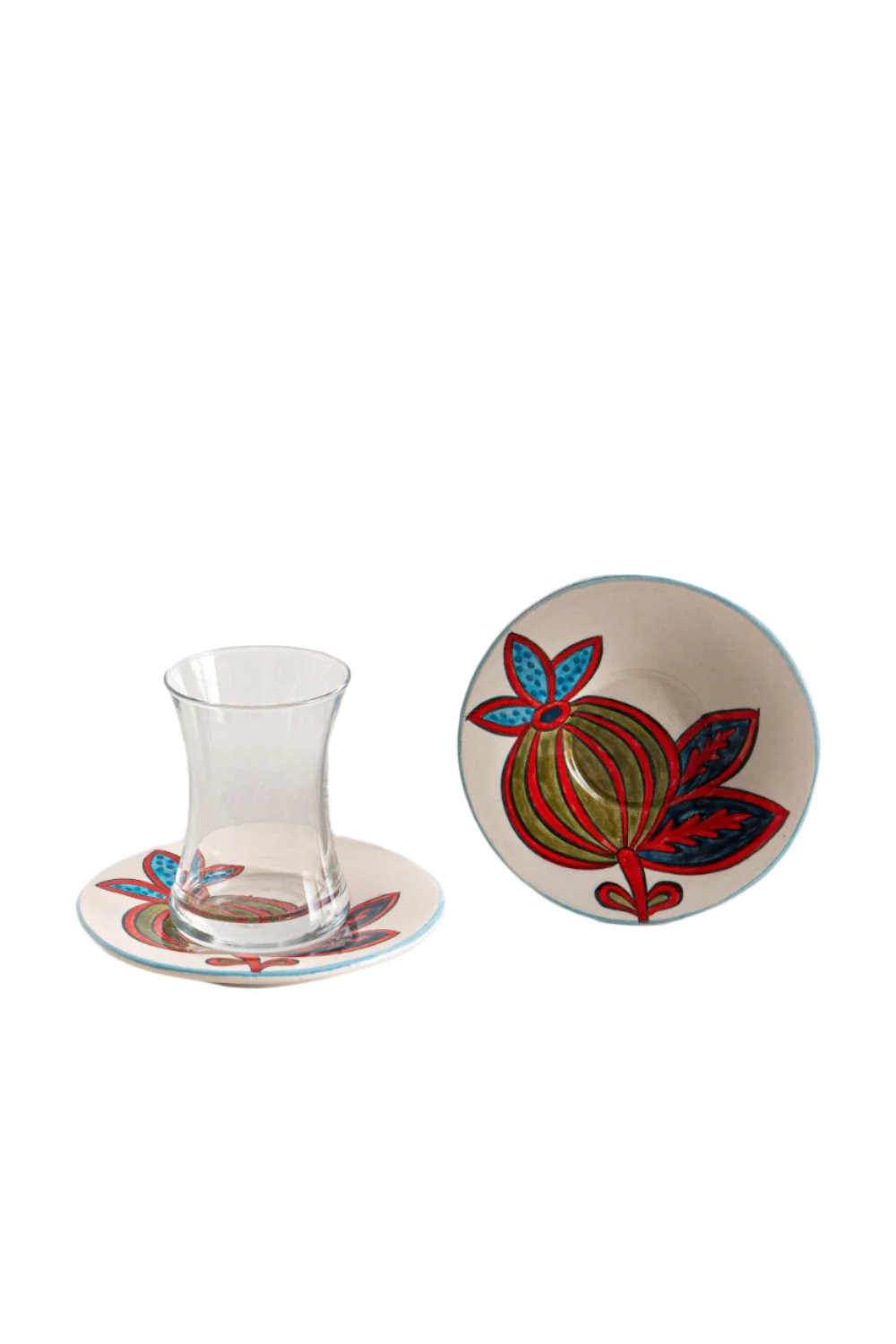 La Casa Antica-Çay Bardağı Tabağı Suzani-Tabak & Kase-1-roqelvaxirum.shop