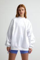 Beyaz Do What You Love Nakışlı Oversize Sweatshirt