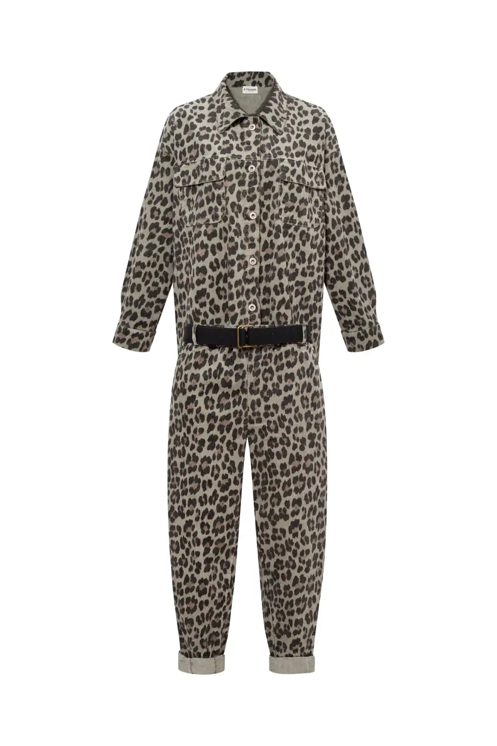 Le-Monade Dreams-Kadife Haki Leopar Desenli Kemerli Pantolon-Pantolon-3-roqelvaxirum.shop