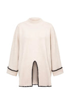 Le-Monade Dreams-Triko Ekru Siyah Sıçandiş Nakışlı Oversize Tunik-Kazak & Triko-1-roqelvaxirum.shop